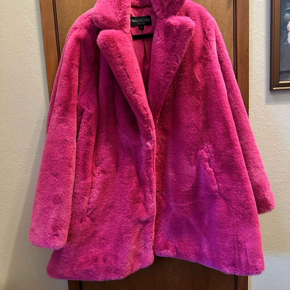 Donna Salyers Pink Faux Fur Coat